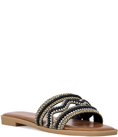 Azalea Wang Wen Rhinestone Slide Sandals