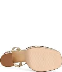 Azalea Wang Wenda Floral Jacquard Jewel Brooch Platform Block Heel Sandals