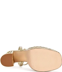 Azalea Wang Wenda Floral Jacquard Jewel Brooch Platform Block Heel Sandals