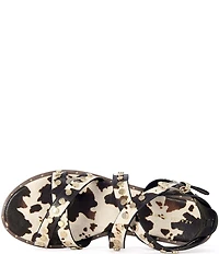 Azalea Wang Whistler Cow Print Studded Strappy Flat Sandals