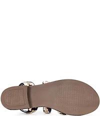 Azalea Wang Whistler Cow Print Studded Strappy Flat Sandals