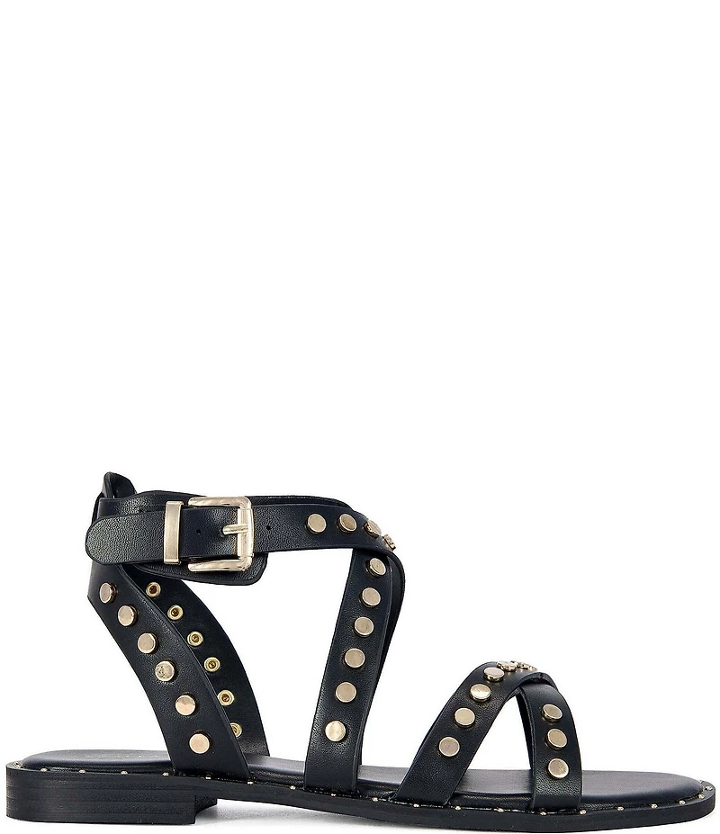Azalea Wang Whistler Studded Strappy Flat Sandals