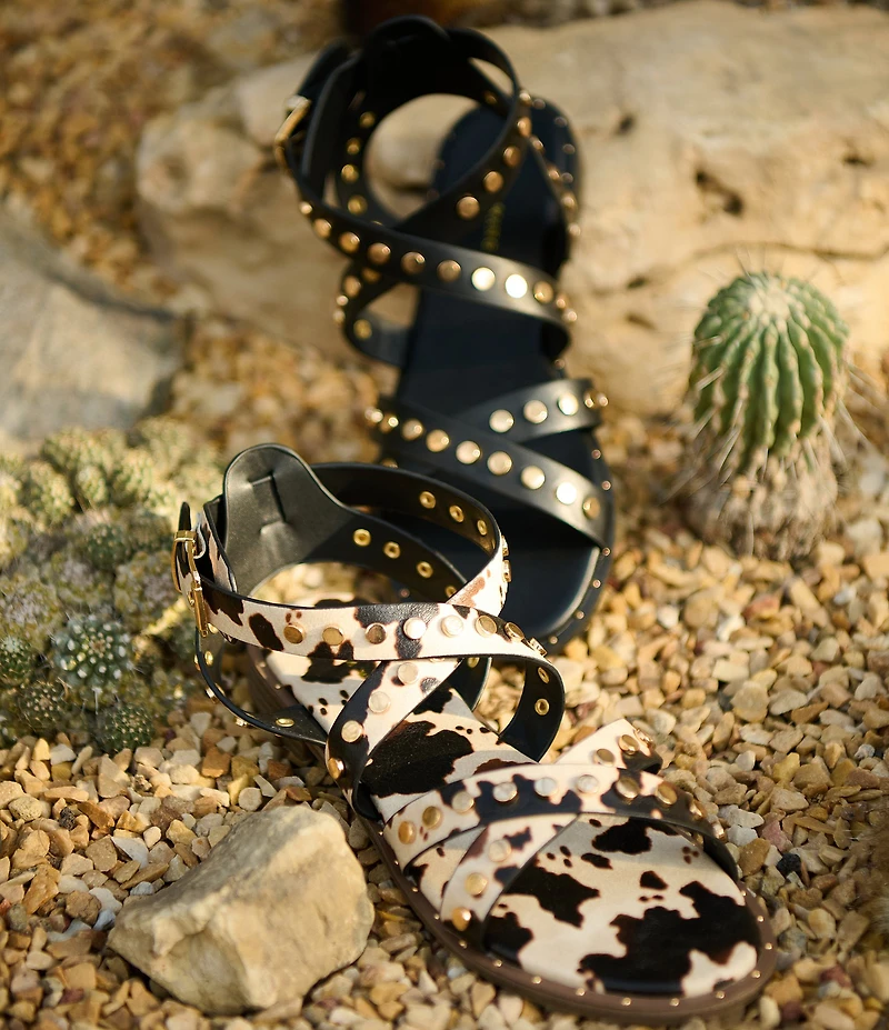 Azalea Wang Whistler Studded Strappy Flat Sandals