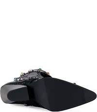 Azalea Wang Willowe Jewel Ornamented Buckled Strap Studded Western Booties