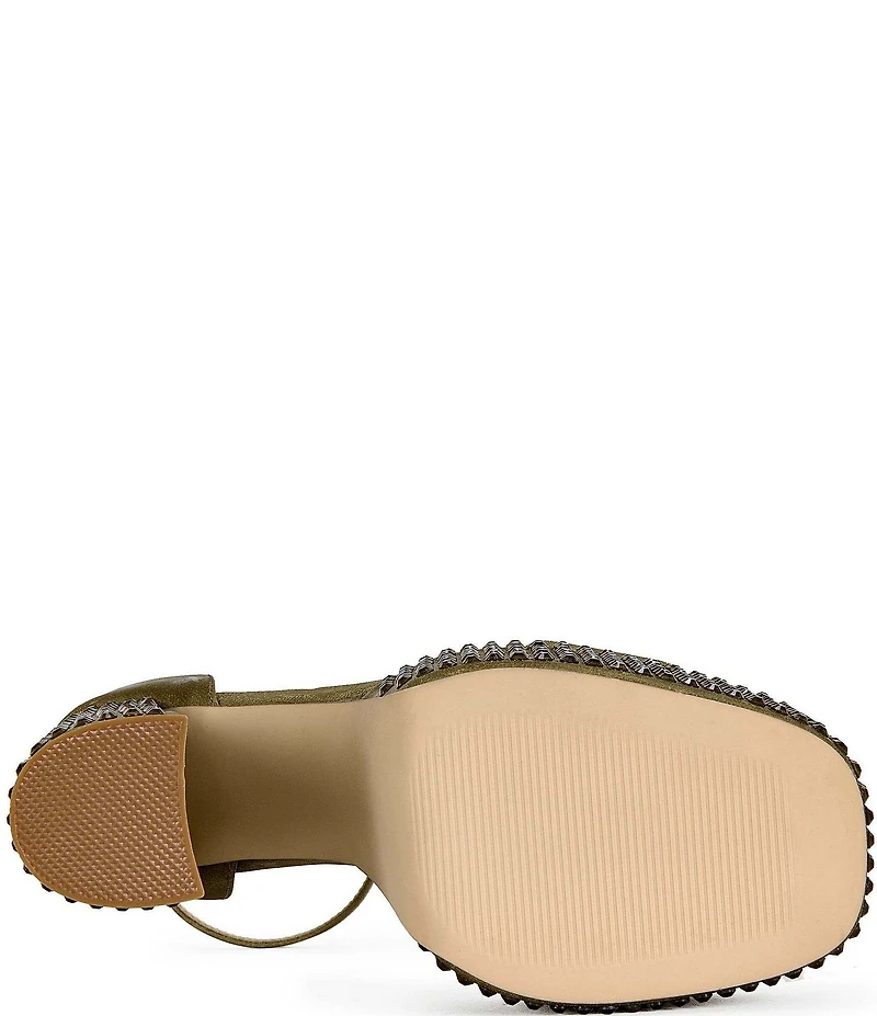 Azalea Wang Wilma Metallic Rhinestone Embellished Block Heel Platform Dress Sandals