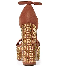 Azalea Wang Wilma Metallic Rhinestone Embellished Block Heel Platform Dress Sandals