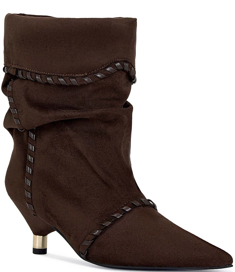 Azalea Wang Wink Pointed Toe Slouch Kitten Heel Boots
