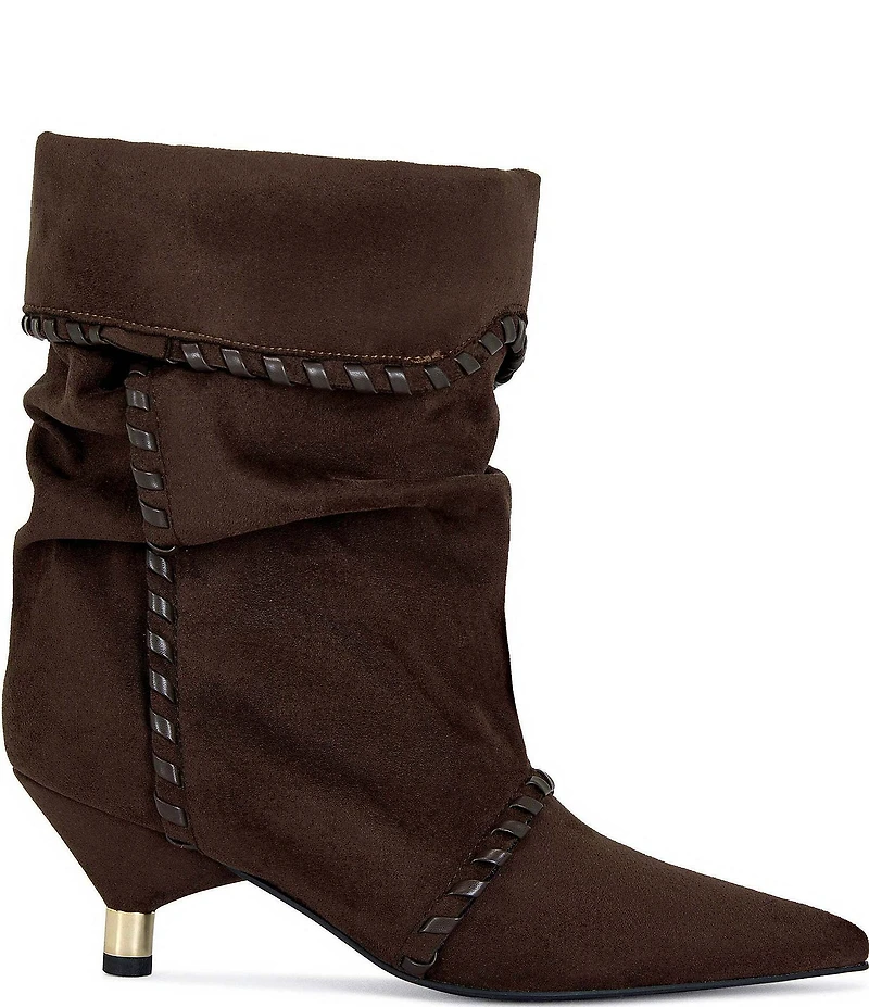 Azalea Wang Wink Pointed Toe Slouch Kitten Heel Boots