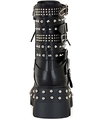 Azalea Wang Winola Studded Buckle Straps Combat Boots