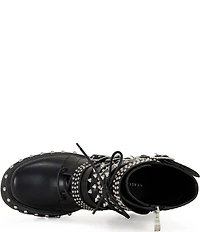 Azalea Wang Winola Studded Buckle Straps Combat Boots