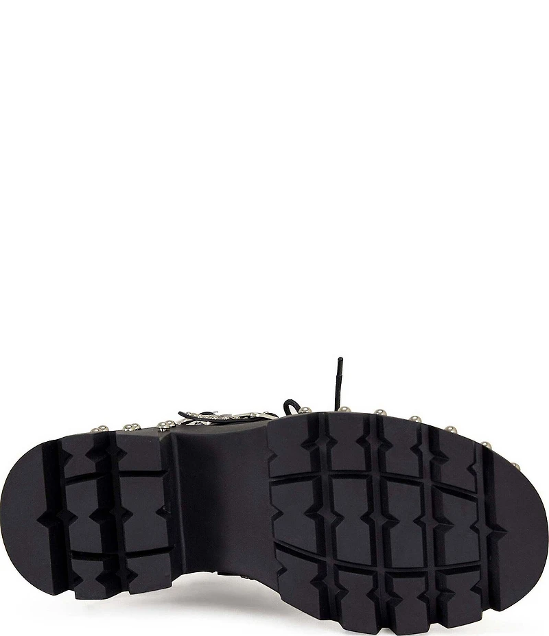 Azalea Wang Winola Studded Buckle Straps Combat Boots