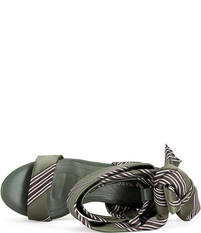 Azalea Wang Wynn Diagonal Stripe Ankle Tie Open Platform Wedge Sandals