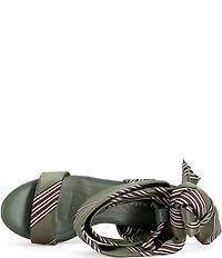 Azalea Wang Wynn Diagonal Stripe Ankle Tie Open Platform Wedge Sandals