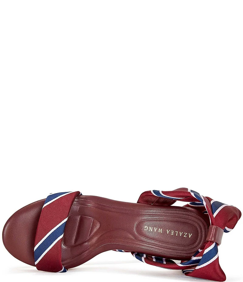 Azalea Wang Wynn Diagonal Stripe Ankle Tie Open Platform Wedge Sandals