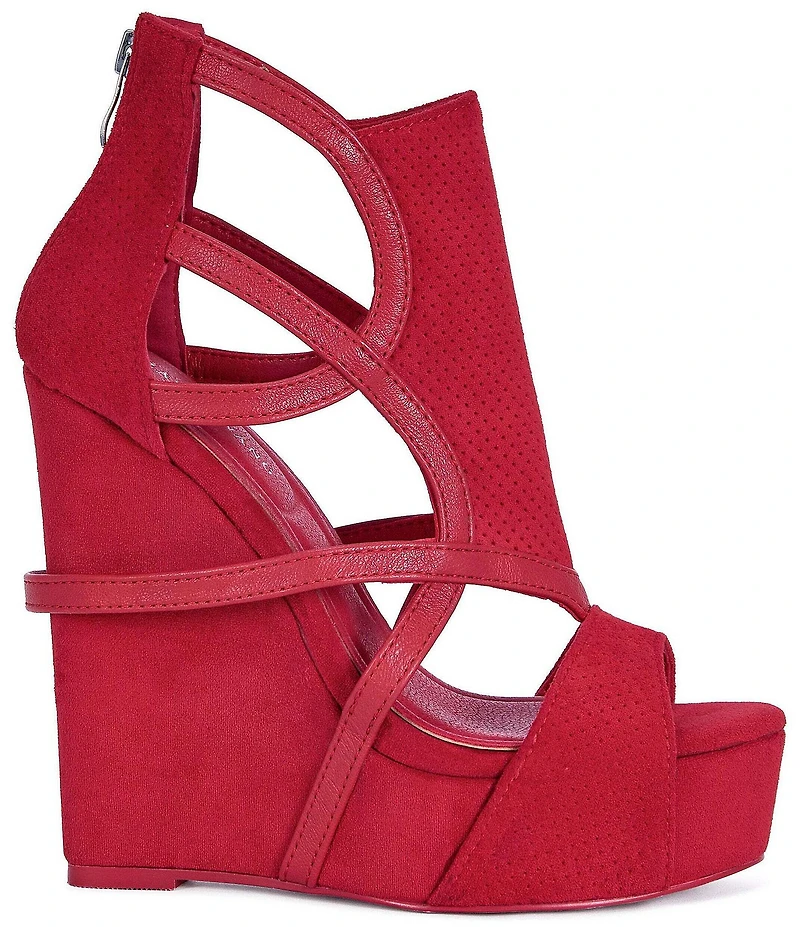 Azalea Wang Xareni Perforated Platform Wedge Sandals