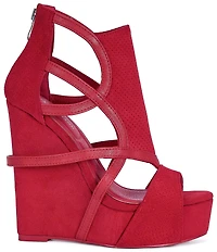 Azalea Wang Xareni Perforated Platform Wedge Sandals