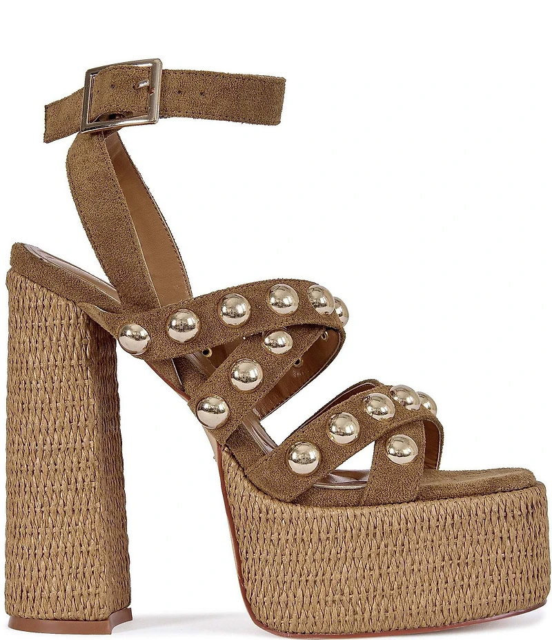 Azalea Wang Yara Studded Platform Block Heel Sandals