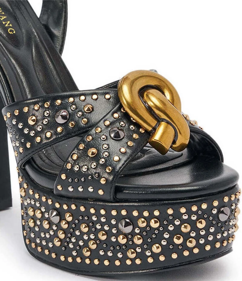 Azalea Wang Yuma Studded Hardware Ankle Strap Platform Sandals