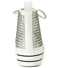 Azalea Wang Zafrina Studded Rhinestone Canvas High Top Platform Sneakers