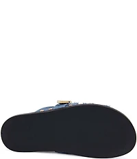 Azalea Wang Zale Denim Studded Buckle Strap Mules