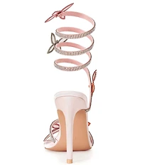 Azalea Wang Zarya Rhinestone Embellished Butterfly Ornament Ankle Wrap Dress Sandals