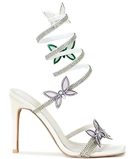 Azalea Wang Zarya Rhinestone Embellished Butterfly Ornament Ankle Wrap Dress Sandals