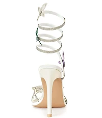 Azalea Wang Zarya Rhinestone Embellished Butterfly Ornament Ankle Wrap Dress Sandals