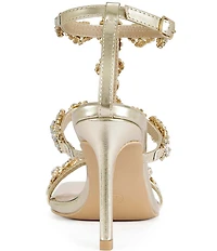 Azalea Wang Zeta Metallic Rhinestone Square Toe Dress Sandals