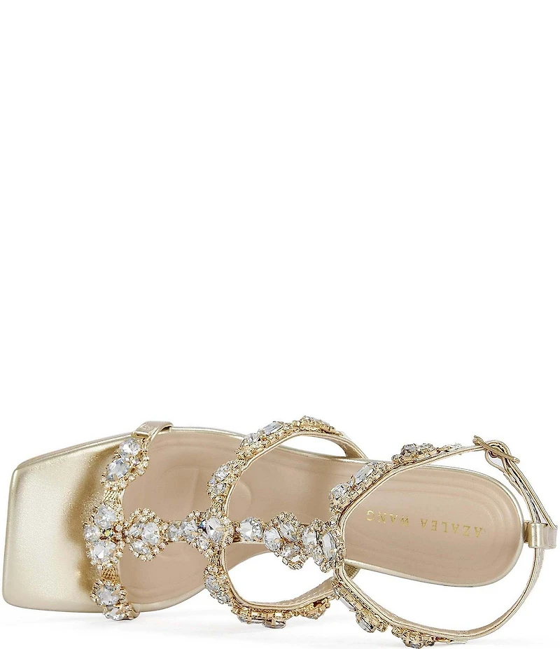 Azalea Wang Zeta Metallic Rhinestone Square Toe Dress Sandals