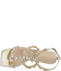 Azalea Wang Zeta Metallic Rhinestone Square Toe Dress Sandals