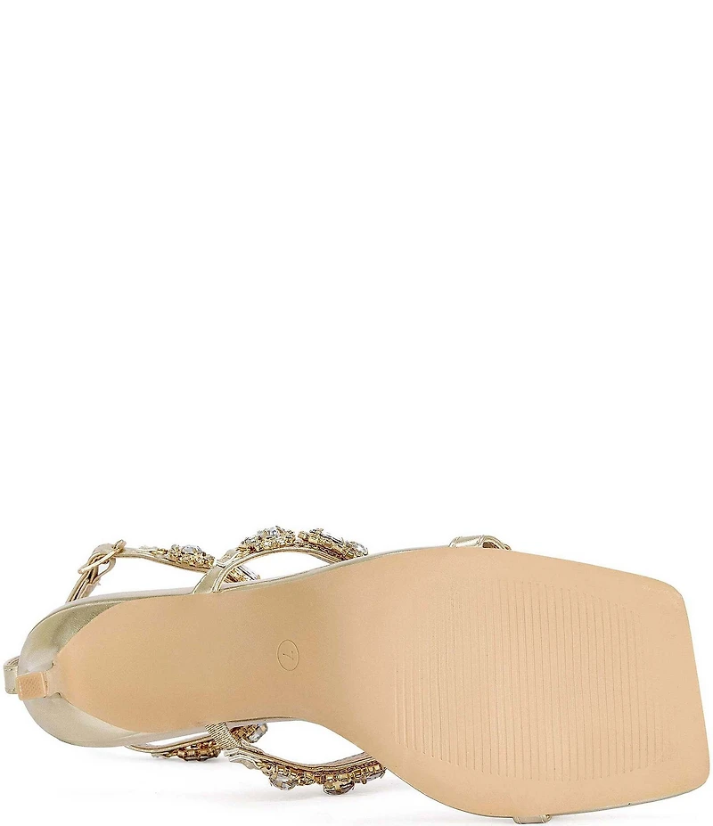 Azalea Wang Zeta Metallic Rhinestone Square Toe Dress Sandals