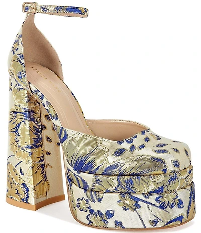 Azalea Wang Zipphora Platform Block Heel Ankle Strap Pumps