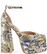 Azalea Wang Zipphora Platform Block Heel Ankle Strap Pumps