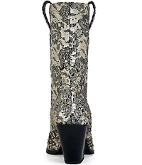 Azalea Wang Zirenne Studded Floral Brocade Western Booties