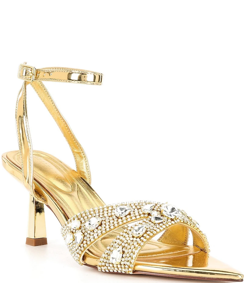 Azalea Wang Ziva Rhinestone and Jewel Ornamented Dress Sandals