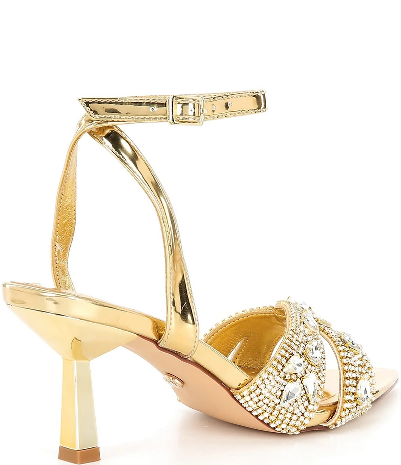 Azalea Wang Ziva Rhinestone and Jewel Ornamented Dress Sandals