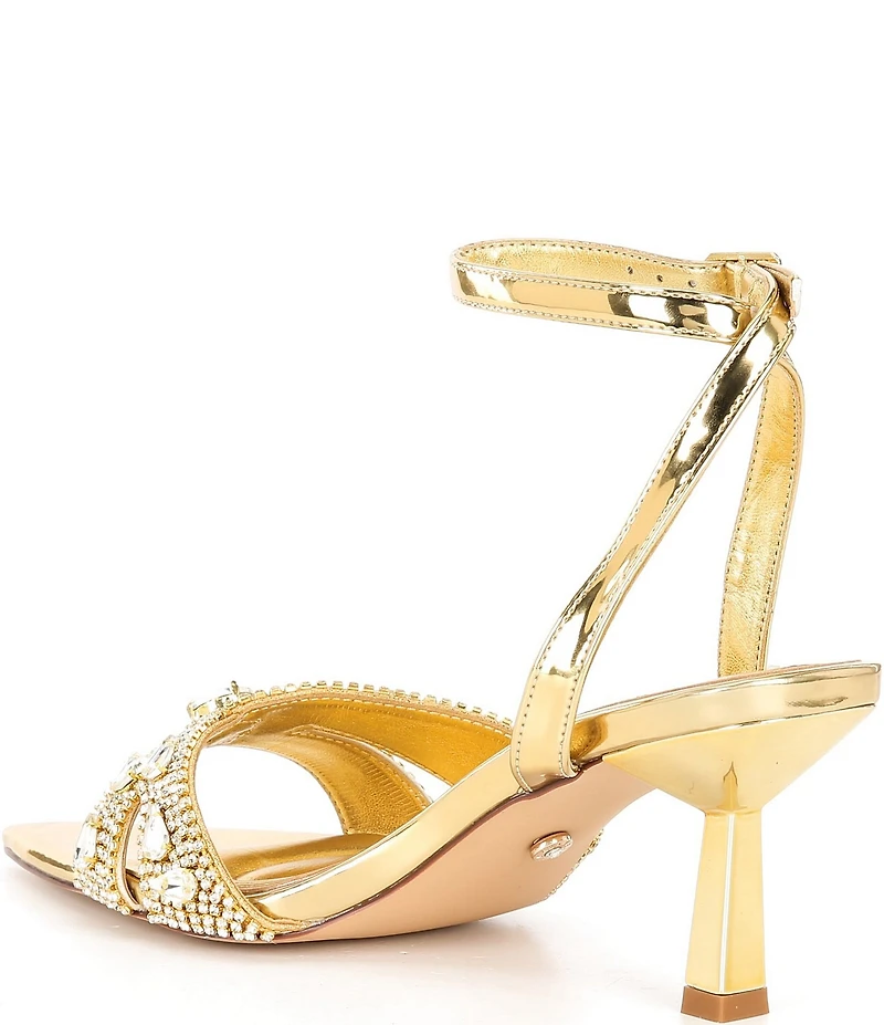 Azalea Wang Ziva Rhinestone and Jewel Ornamented Dress Sandals