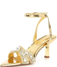 Azalea Wang Ziva Rhinestone and Jewel Ornamented Dress Sandals