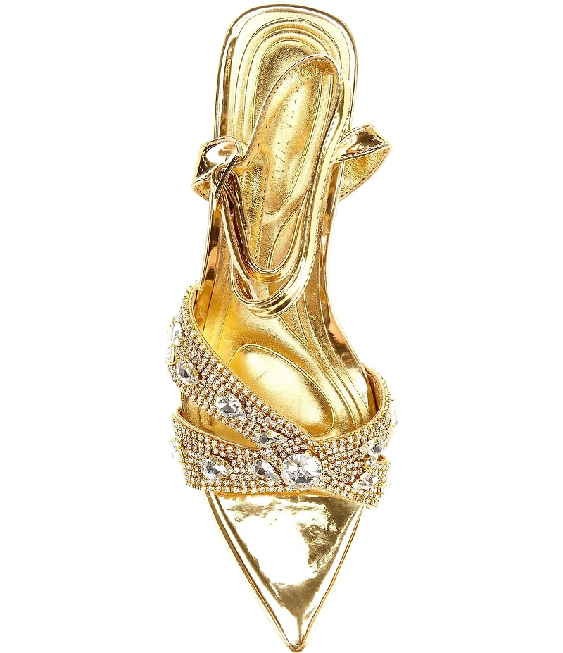 Azalea Wang Ziva Rhinestone and Jewel Ornamented Dress Sandals