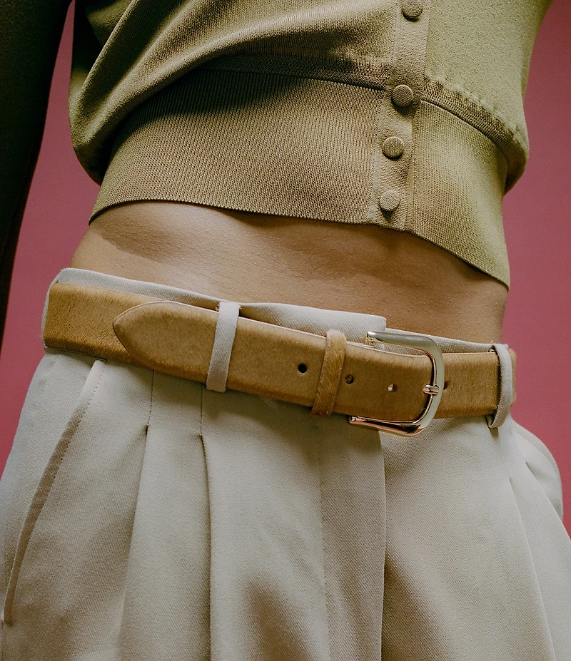 B-Low the Belt 1.5#double; Kennedy Calf-Hair Leather Belt
