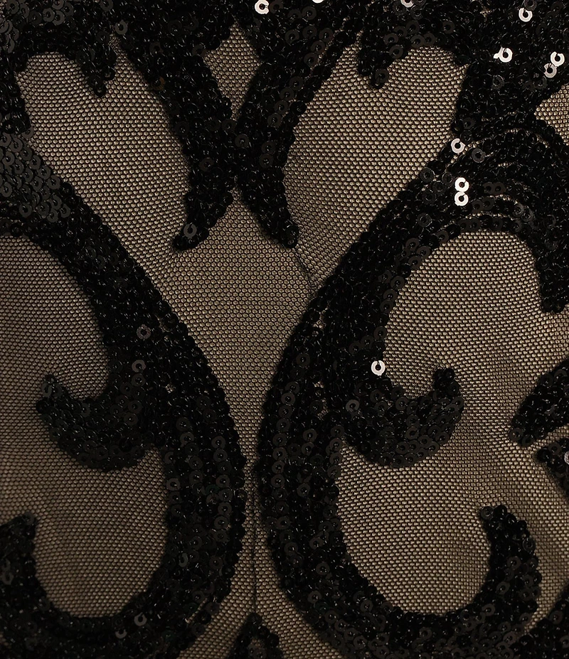B. Darlin Bungee Spaghetti Straps V-Neck Placement Sequin Bodycon Mini Dress