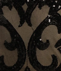 B. Darlin Bungee Spaghetti Straps V-Neck Placement Sequin Bodycon Mini Dress