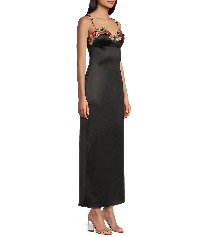 B. Darlin Adjustable Spaghetti Straps Sweetheart Neckline Floral Lace Dress