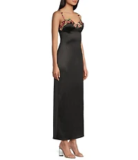 B. Darlin Adjustable Spaghetti Straps Sweetheart Neckline Floral Lace Dress