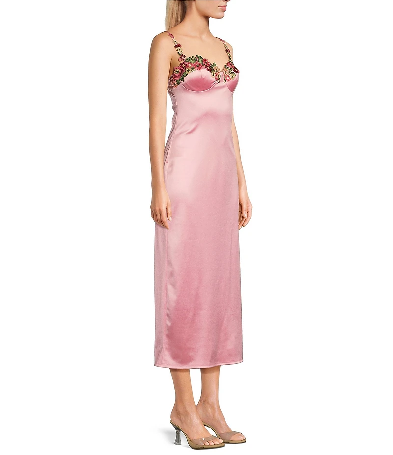 B. Darlin Adjustable Spaghetti Straps Sweetheart Neckline Floral Lace Dress