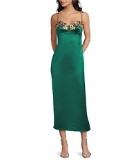 B. Darlin Adjustable Spaghetti Straps Sweetheart Neckline Floral Lace Dress