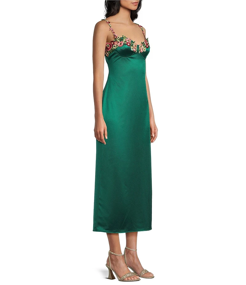 B. Darlin Adjustable Spaghetti Straps Sweetheart Neckline Floral Lace Dress
