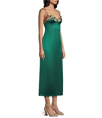 B. Darlin Adjustable Spaghetti Straps Sweetheart Neckline Floral Lace Dress
