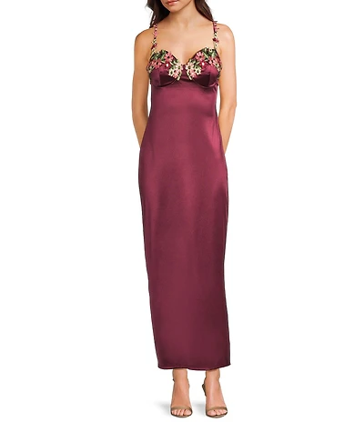 B. Darlin Adjustable Spaghetti Straps Sweetheart Neckline Floral Lace Dress