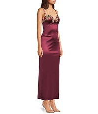 B. Darlin Adjustable Spaghetti Straps Sweetheart Neckline Floral Lace Dress